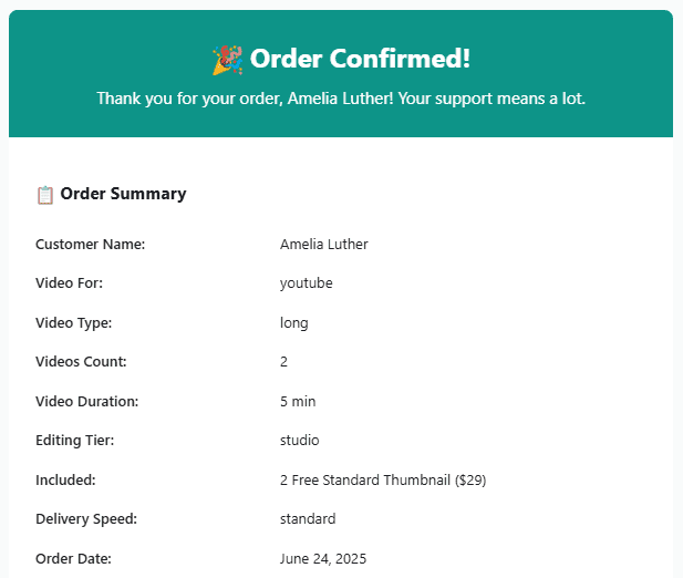 Get Order Confirmation on Email